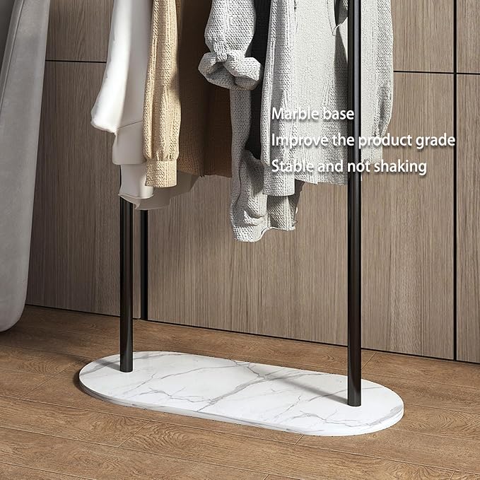 Freestanding Clothing Rack with Marble Base,Modern Black Arch Garment Rack for Small Spaces,Sturdy Metal Coat Rack,Clothes Racks for Hanging Clothes in Bedroom,Closet,Entryway,Boutique Display