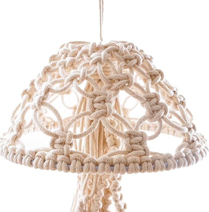 Macrame Wall Hanging,Jellyfish Dream Catcher with Star Lights,Bohemian Woven Wall Art Decor Beautiful Apartment Dorm Room Door Decoration (White)
