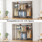 Ulif E7 Garment Rack, Heavy Duty Clothes Storage System with Extendable Hangers Rods, Metal Clothe Rack with 6 Wire Shelves, (52.3"-72") W x 14.5" D x 71.2" H, Load 838 LBS