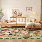 U'Artlines 6x9ft Vintage Floral Area Rug Machine Washable Ultra Soft Low Pile Non Slip Non Shedding Accent Floor Carpet for Living Room, Bedroom, Dining Room, Office (Green)