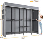 Raybee Clothes Rack with Cover,1100 LBS,Clothing Racks for Hanging with 10 Shelves& 7 Rods,Portable Closet Heavy Duty,Adjustable,Freestanding Garment Rack,Black,75.8" W x 17.7" D x 76.9" H