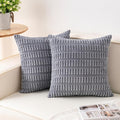 Aegero Pack of 2 Corduroy Decorative Throw Pillow Covers 16x16 Inch Soft Striped Pillow Covers Modern Farmhouse Home Decor for Sofa Living Room Couch Bed（Light Grey）