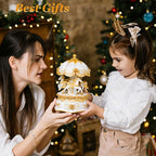 Carousel Music Box，Luxury Color Change LED Light Music Box,Luminous Rotating 3-Horse Musical Box with Gift Box for Girls Birthday Valentine Gift (You are My Sunshine, Gold)