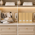 BLU MONACO | Gold Cardboard Magazine File Holder Set of 4 | Vertical Magazine File Holder for Shelves | Standing File Holder Desk Organizer