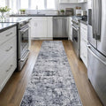 2.6'x14' Runner Rug Washable Rug: Modern Abstract Soft Thin Runner Rug Grey