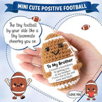 Belatelove Birthday Gifts for Brother - Handmade Football Crochet Doll with Go Do Your Thing, Fathers Day Funny Inspirational Gifts for Brother Men, Cute Desk Decor for Sports Lovers