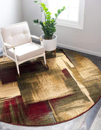 Unique Loom Barista Collection Area Rug - Timor (4' 1" Round, Multi/ Red)