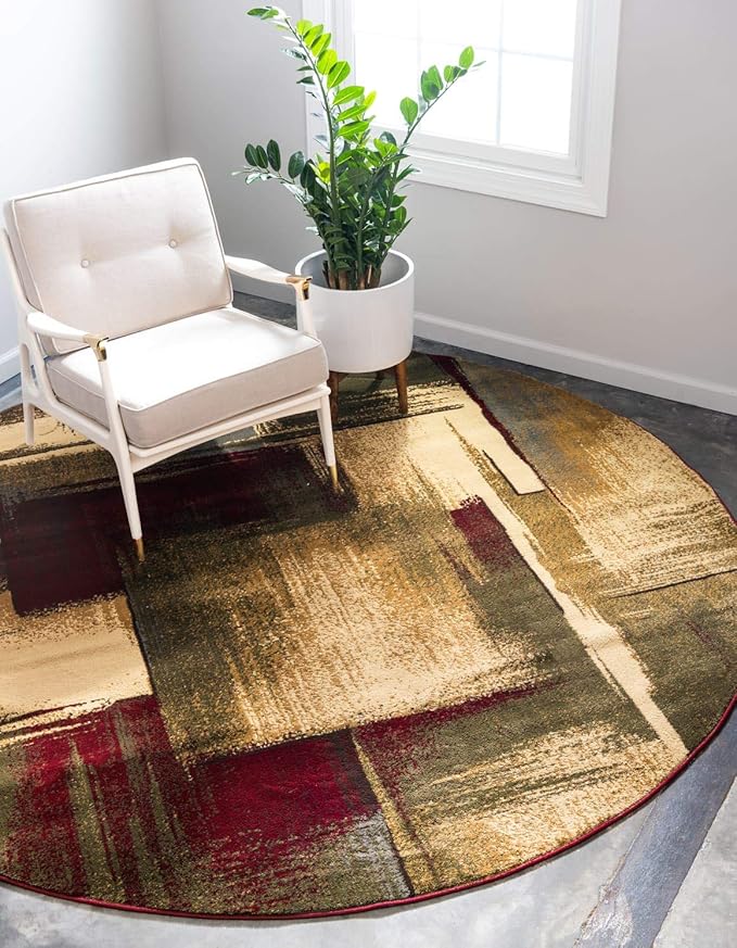 Unique Loom Barista Collection Area Rug - Timor (8' Round, Multi/ Red)
