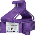 NEATERIZE Thick Heavy Duty Hangers - Purple Plastic Clothes Hangers 24 Pack - Great for Coat Hanger, Jackets Jeans & Suit Hanger for Closet, New Apartment Essentials Percheros Ganchos para Colgar Ropa