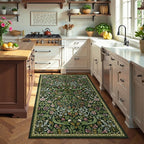 Moynesa Floral Green 4x6 Rug, Boho Washable Rugs for Living Room, Non Slip Soft Bedroom Area Rug, Botanical Ultra Thin Indoor Throw Carpet for Kitchen Entryway Bedside, Green