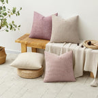 MIULEE Pack of 4 Valentines Couch Throw Pillow Covers 18x18 Inch Neutral Pink Cute Decorative Chenille Pillows Farmhouse Boho Accent Cushion Covers for Coquette Room Spring Decor Sofa Bed Living Room
