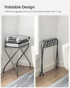 SONGMICS Luggage Rack, Pack of 2, Luggage Racks for Guest Room, Suitcase Stand, Steel Frame, Foldable, for Bedroom, Gray URLR64GS-2