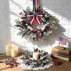 4 PCS Patriotic 4th of July Hanging Wreaths for Cabinets Small Independence Day Wreaths for Front Door with Red White Blue Berries & Lamb's Leaves Memorial Day Labor Day Mini Wreath for Home Decor