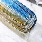 Christmas Flower Glass Vase Blue Gold Two-Toned Floreros Unique Decorative Vase 8.0" Vases Decorations for Centerpieces, Home Decor,Bouquet,Holiday Table
