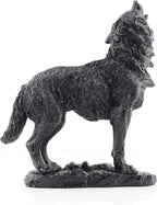 Black Howling Wolf Statue, Realistic Wild Wolf Sculpture, Resin Animal Figurine for Home Decor, Office Desk, Shelf, Wildlife Lover Gift