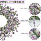 Artgar Front Door Wreath 24 Inch Spring/Summer Wreaths for Front Door, Front Door Wreaths for All Seasons for Indoor Outdoor Home Office Wall Window Wedding Farmhouse Decor (Purple)