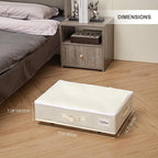 Under Bed Storage with Wheels, Rolling Under Bed Storage Containers with Label Holders for Clothes, Shoes and Blankets, Underbed Storage Organizer with Cover, 2 Pack Beige (23.6x15.7x7.28 in)