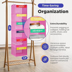 Handy Laundry Hanging Clothes Organizer for Kids - 6-Shelf Closet Daily Clothing Organization Labeled Shelves with Days of The Week Monday Through Friday, Weekday and Weekend (Pink)