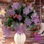 36pcs Purple Christmas Snowflake Ornaments, Plastic Glitter Hanging Snow Flakes for Christmas Tree Decorations Winter Wonderland Frozen Birthday Party Home Decor Craft Snowflakes