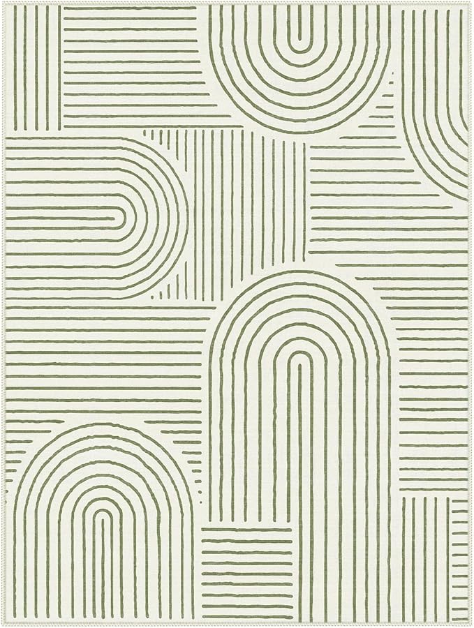 Lahome Abstract 9x12 Area Rugs for Living Room Bedroom, Soft Washable Rugs 9x12, Ultra-Thin Non-Slip Modern Dining Room Rug Non-Shedding Accent Carpet for Office, Green