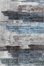 Ciicool Modern Abstract Deep Blue Gray Rug for Living Room, 4'x6' Machine Washable Area Rug Non-Slip Rug, Low-Pile Contemporary Indoor Dining Floor Carpet for Bedroom Office Under Table Home Decor