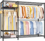 Ulif F7 Plus Garment Rack, Heavy Duty Clothes Rack, Clothing Racks for Hanging Clothes, 6-Tiers Freestanding Portable Closet Storage Rack 68'' W × 14.6'' D × 76.6'' H, Max Load 850 Lbs, Black