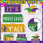 Lineshading 4 Pcs Mardi Gras Table Decorations Wooden Jester Hat Purple Golden Green Carnival Tiered Tray Decor Mardi Gras Centerpieces Decorative Hat Block Signs for Home Masquerade Party Kitchen