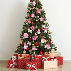 Pink Christmas Ornaments for Tree Decorations–12pcs PVC Pastel Pink Ornaments for Christmas Tree Decor
