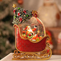 Christmas Snow Globe with Santa's Sleigh Elk - Lighted Musical Snow Globe Christmas Decorations with Timer, Swirling Glitter, Battery/USB Powered, Holiday Decor(Santa Claus Sleigh)