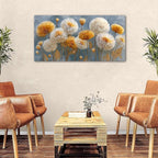 Abstract White Flower Wall Art Golden Floral Pictures Wall Decor Neutral Flowers Canvas Painting Boho Blossom Posters Print Nature Botanical Artwork Bedroom Living Room Office Home Decoration 24x48
