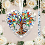 Tree of Life Stained Glass Ornament Christmas Tree Decorations Heart Shape Crystal Ornaments Holiday Presents Idea Car Hanging Ornaments Unique Keepsale for Mom Wife Friend Sister