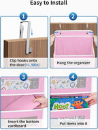 JARLINK 2 Pack Over The Door Organizer Storage, 5 Shelf Hanging Door Organizer with 5 Large Capacity Pockets, Anti Tilt 44 lb Load Behind Door Storage for Bedroom, Bathroom, Pantry, Nursery, (Pink)