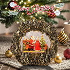 Christmas Snow Globe Lantern Water Glittering Lantern with Santa Claus 8 Music Songs & 6H Timer Christmas Snow Globes USB & Battery Operated for Christmas Festival Decorations Gifts (Bridge-Santa)
