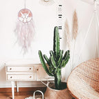Pretty Jolly Double Tree of Life Dream Catcher Wall Decor with Healing Crystal Stone Handmade White Light Pink Feather Dream Catchers Decoration Wall Hanging Bedroom Wedding Party Blessing Gift-25.6"