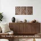 qmmp Modern Wooden Wall Sculptures - Set of 3 - Home Decor Accent - Large Wall Art for Living Room, Bedroom, Office - Easy Installation (Walnut, Medium - Direction)