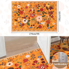 U'Artlines 6x9ft Fall Floral Area Rug, Machine Washable Ultra Soft Low Pile Non Slip Non Shedding Accent Floor Carpet for Living Room, Bedroom, Dining Room, Office (Orange)