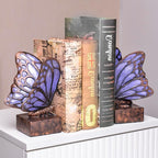 Vintage Purple Butterfly Bookends,Resin Book Ends for Shelves,Heavy Duty Decorative Bookends,Creative Book Stopper Holder Decor for Desk Home Office,Shelf Decoration,Gifts for Mother's Day