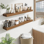 Fun Memories 40 Inch Floating Shelves, Long Wood Wall Shelf Set of 2 with Invisible Brackets, for Bathroom, Living Room, Bedroom, Kitchen, Walnut