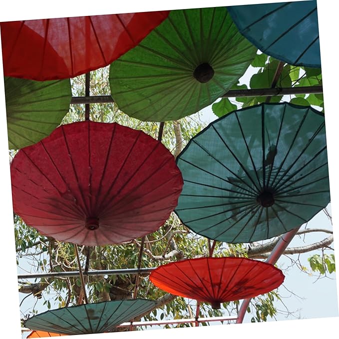 Parasol Umbrella Frames 2pcs Oil Paper Stands Stage Paper Umbrellas Bracket for Display Random Color