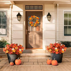 Artificial Fake Fall Flowers for Outdoor Decor 8 Bundles UV Resistant Artificial Plants Outdoor Look Real Faux Silk Autumn Flowers for Porch Planters Garden Yard Decorations