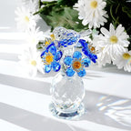 Crystal Bird & Forget-Me-Not Flower Figurine,3x4 inch Glass Flower Collectible Ornaments for Home Decor Table Centerpiece Glass Bouquet Flowers Keepsake Gifts for Women （Blue）
