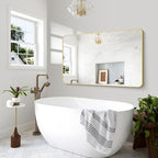 Gold Bathroom Mirror,55x36 inch Wall Mirror for Bathroom Wall Mounted,Round Rectangle Mirror for Bathroom Over Sink,Modern Frame for Home Decor Living Room,Bedroom Entryway,Horizontal/Vertical