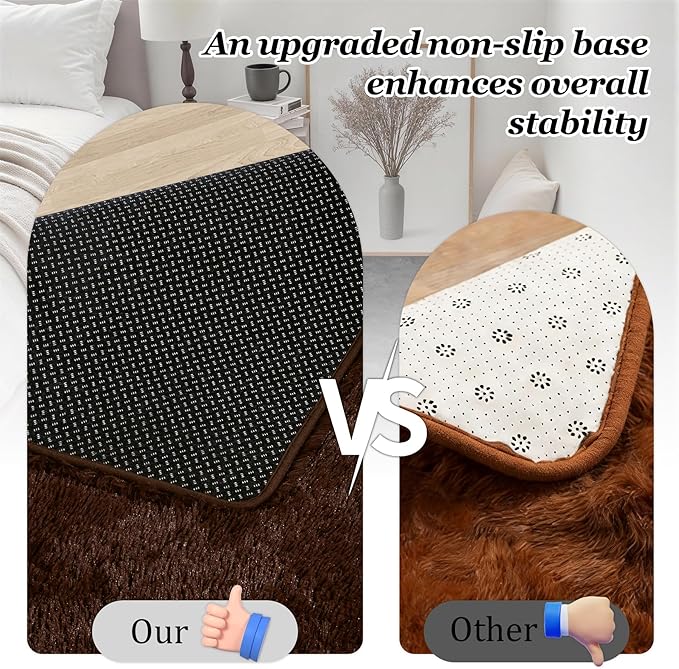 6x9 Area Rugs for Living Room Bedroom: Ultra Soft Fluffy Shag Rug Upgrade Non-Slip Non-Shedding Large Fuzzy Plush Carpet Indoor Floor Carpets for Kids Room Playroom Nursery Dorms Home Decor Brown