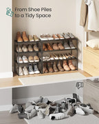 SONGMICS Shoe Rack, 3-Tier Shoe Organizer, Metal Storage Shelf, Upright or Upside Down, for 4-8 Pairs, Stackable, for Entryway, 11.8 x 16.7 x 21.5 Inches, Black ULSA003B01