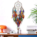 Large Dream Catchers, Handmade Woven Colorful Dream Catcher Wall Hanging, with Tree of Life Natural Healing Crystal Stone for Bedroom Wedding Party Decor, Festival Blessing Gift (Colorful)