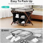 Bamboo Luggage Rack For Guest Room with 4 Storage Compartments, Foldable Suitcase Stand for Guest Room, 150lbs Capacity, Sturdy, Space-Saving and Easy to Assemble Organizer