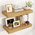 Venusmiles Floating Shelves for Wall, 24 Inch Wide x 12 Inch Deep Floating Shelves, Long Wood Floating Wall Shelf Shelves for Living Room Bathroom Bedroom Kitchen Home - (Oak, 24" W x 12" D x 2" H)