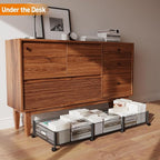 Under Bed Storage With Wheels, 47.2''/90lbs/57.6L, Metal Frame Under Bed Rolling Storage, Tool-Free Assembly Underbed Drawers, Underbed Organizer Containers for Shoes, Clothes and Toys