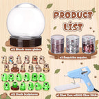 12 Sets Capybara Clear Plastic Snow Globes Kit with Glow in the Dark Resin Capybara, Sequins Flakes, Glue Guns for DIY Snow Globes Craft Gifts for Birthday Party Favor