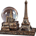 Eiffel Tower Snow Globe LED Music Crystal Home Decoration for Living Room Bedroom Book Shelf TV Cabinet Desktop Decor Statue Figurine Table Centerpieces Ornaments (A, Gold)